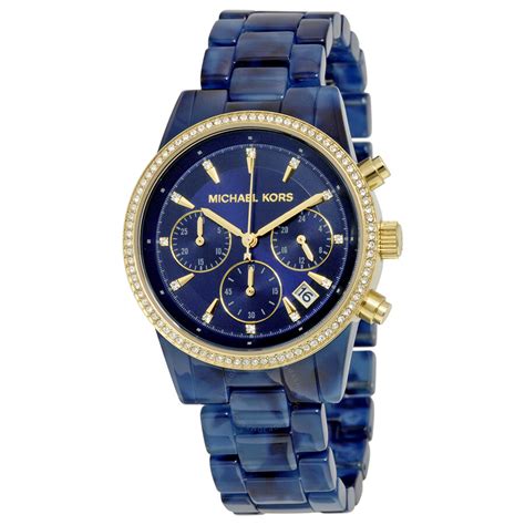 michael kors mettalic blue watch|Michael Kors Watch blue face.